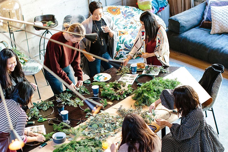 People taking part in crafts together